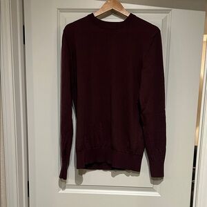 Brooks Brothers Men's Merino Wool Dark Red Crewneck Sweater